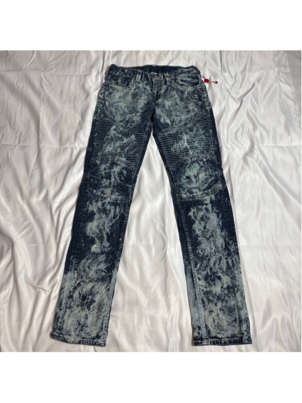Men's True Religion Skinny Jeans Waist 30 Blue White Acid Wash